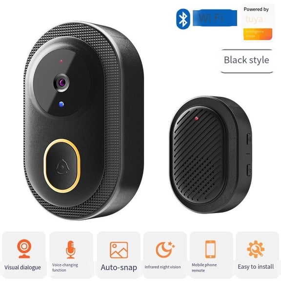 Home Wireless Smart Doorbell with HD Video, Infrared Night Vision, and Rainproof Design for Enhanced Security