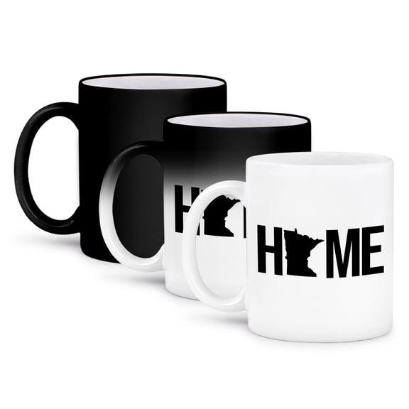 3drose, Home with Minnesota State as the O. White Background., 11oz Magic Transforming Mug