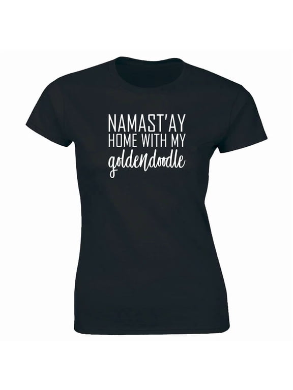 Home With My Goldendoodle Dog Lover Graphic Gift Women T-Shirt