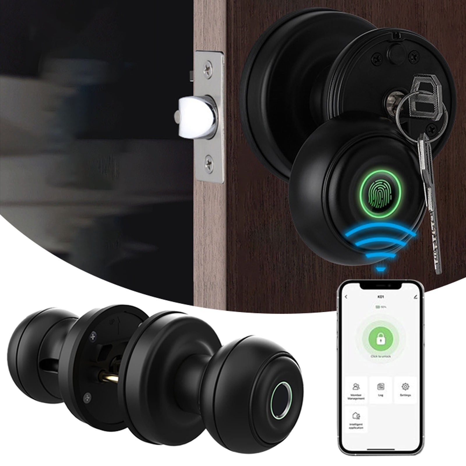 Home Wooden Door Secure Door Replacement Globe Lock Fingerprint Lock