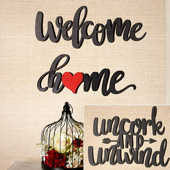 Home Word Sign - Wall Art with Heart - Farmhouse Decor with Sentiment