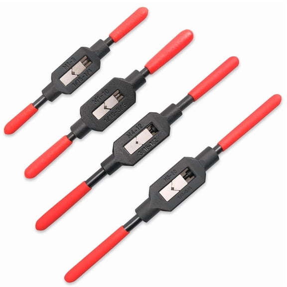 Home Workshop 4-Pack Adjustable Tap Wrench Set with Non-Slip Plastic Dipped Handles for M1-M8/M1-M10/-/M5-M20