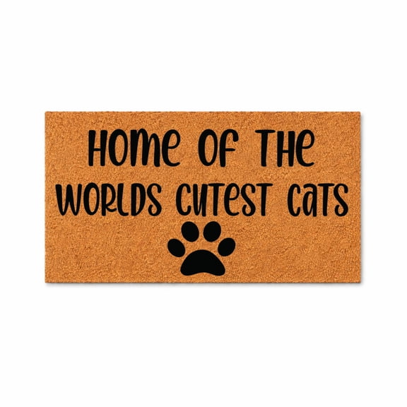 Home Of The Worlds Cutest Cats Doormat, Cat Paw Print Coir Mat, Funny Front Door Welcome Rug, Housewarming Gift, Closing Gift 3176 (36x60 inches) 3176