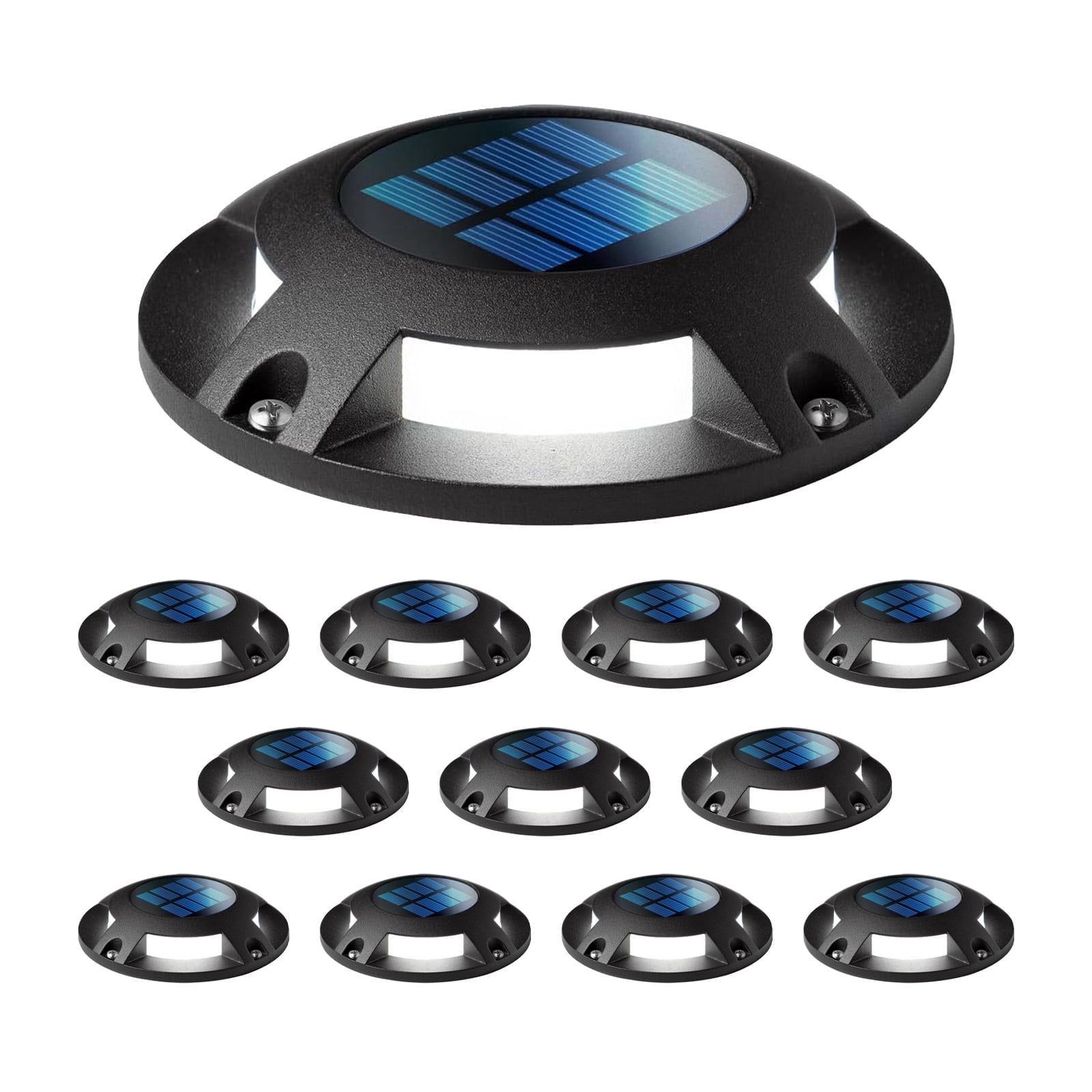 Home Zone 12 Packs Outdoor Solar Deck Light, Black, 20 Lumens, Waterproof, Dusk to Dawn