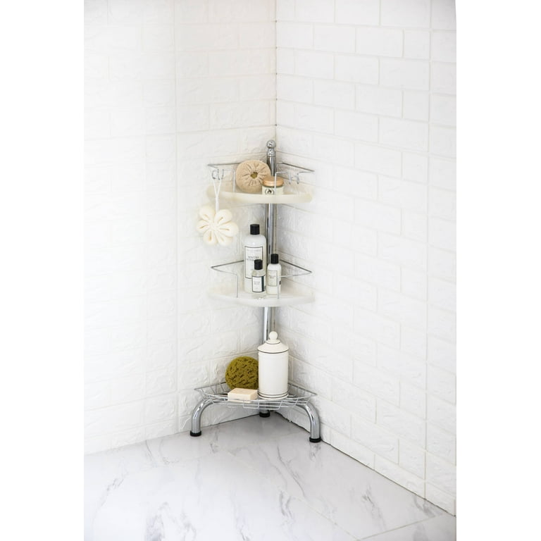 Home Zone 3-Tier Adjustable Shelves with Corner Shower Caddy