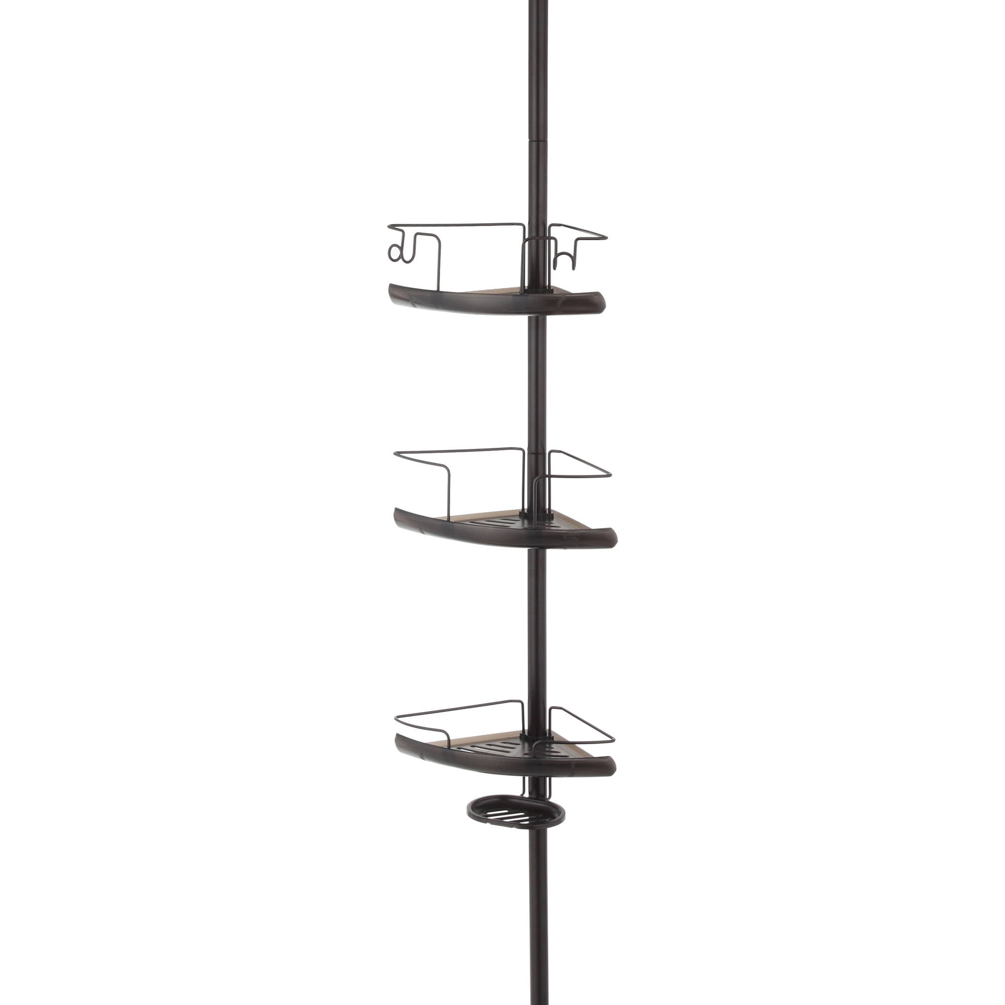 Home Zone 3Tier Extension Pole Corner Shower Caddy with Shelves, Oil
