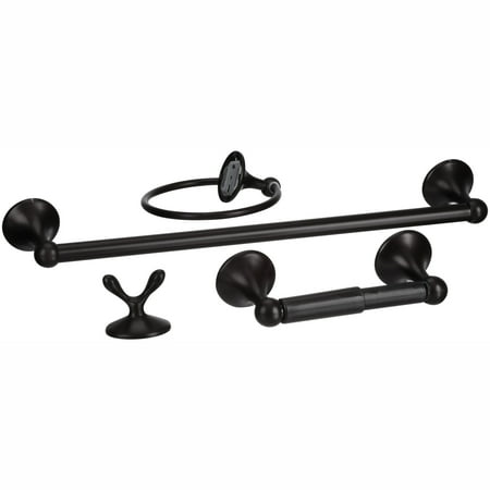 Home Zone 4-Piece Steel Bath Hardware Set, Bronze Finish