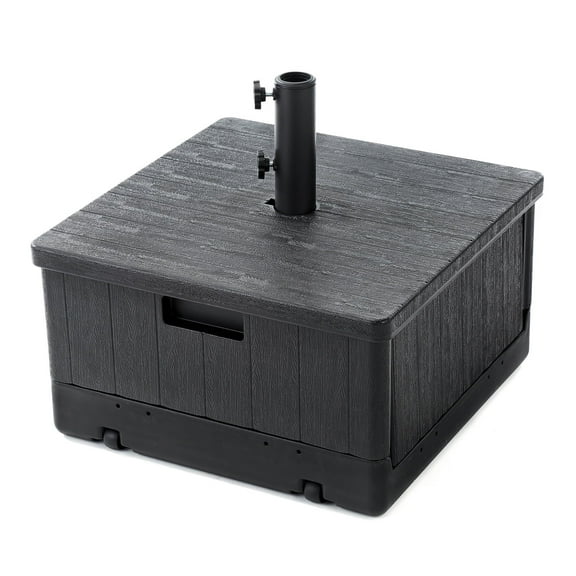 Home Zone Living 119lbs 21" Square Heavy Duty Planter Umbrella Base w/ Rolling Wheels & Water Weight Bag for Patio Pool Backyard, Convertible as Table or Planting Box, Supports Up To 11 Ft Umbrella