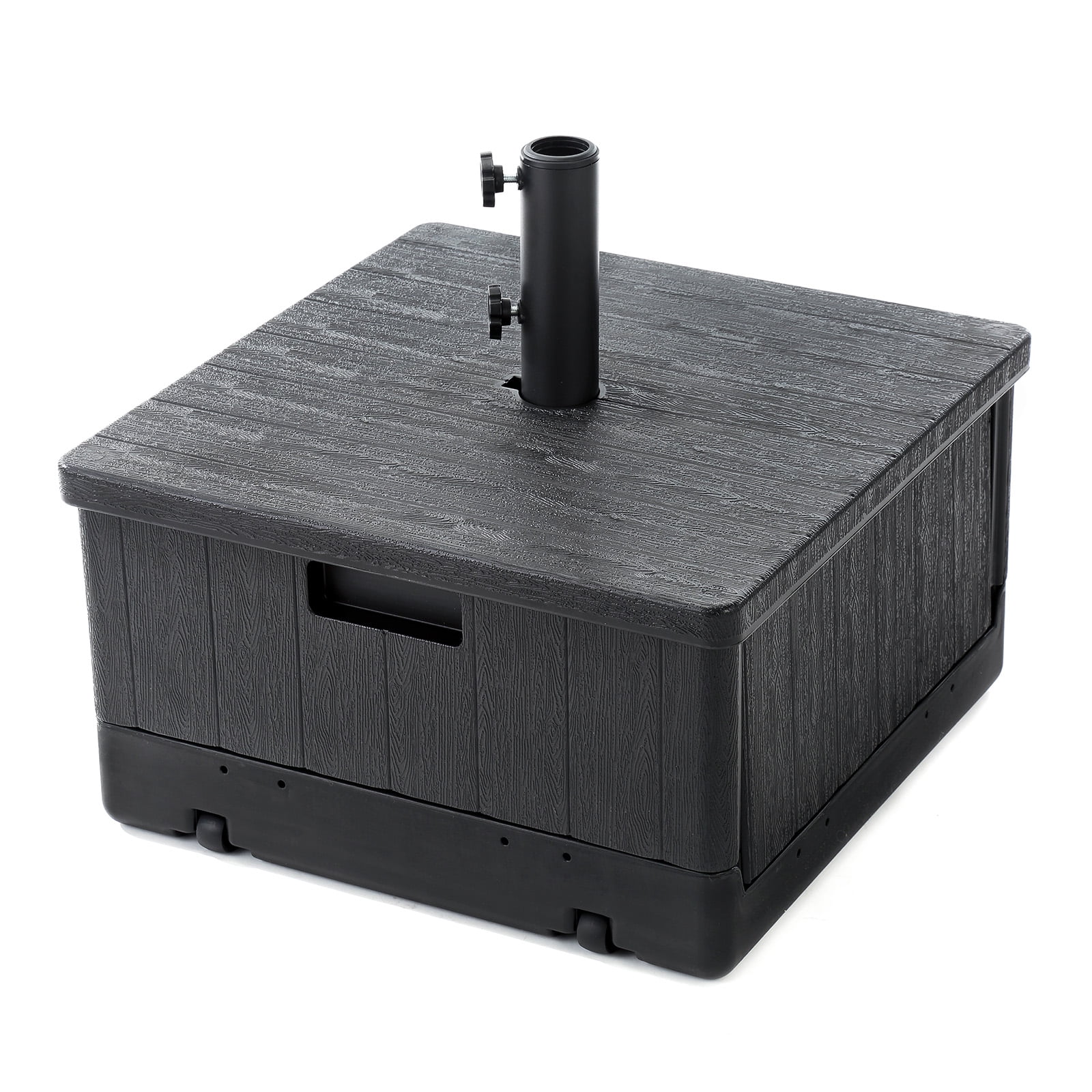 Black Heavy Duty Wheeled Planter Umbrella Base with Water Weight Bag