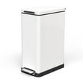 thumbnail image 1 of Home Zone Living 12 Gallon Slim Stainless Steel Kitchen Trash Can with Step Pedal and Soft Close Lid, White, 1 of 8