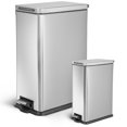 thumbnail image 1 of Home Zone Living 12 Gallon and 3 Gallon Slim Stainless Steel Trash Can Set with Step Pedals and Soft-Close Lids, 1 of 8