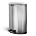 thumbnail image 1 of Home Zone Living 12 Gallon Semi-Round Stainless Steel Kitchen Trash Can with Step Pedal and Soft Close Lid, Silver, 1 of 9