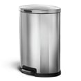 thumbnail image 1 of Home Zone Living 12 Gallon Silver Stainless Steel Semi-Round Kitchen Trash Can with Step Pedal and Soft-Close Lid, 1 of 9