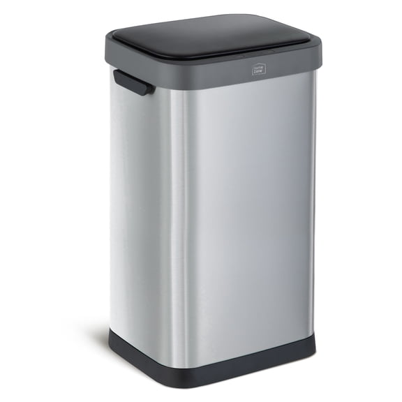 Home Zone Living 13 Gallon Sensor Kitchen Trash Can with Motion Sensor Lid and Touch Controls, Stainless Steel, Silver