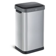 Home Zone Living 13 Gallon Sensor Kitchen Trash Can with Motion Sensor Lid and Touch Controls, Stainless Steel, Silver