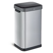 Home Zone Living 13 Gallon Silver Stainless Steel Motion Sensor Kitchen Trash Can with Touch Controls