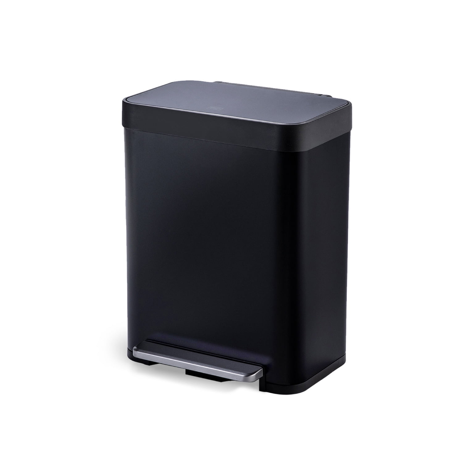 Home Zone Living 13 gal/50 Liter Kitchen Garbage Can Stainless Steel, Black