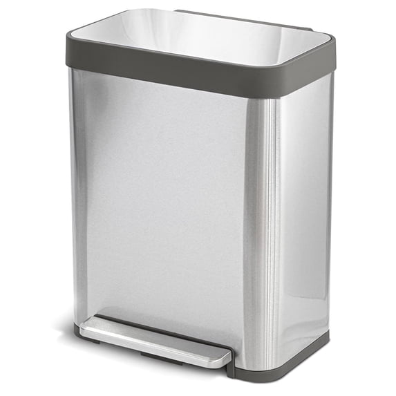 Home Zone Living 13 gal/50 Liter Large Trash Can in Stainless Steel