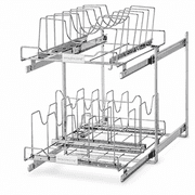Home Zone Living Pull Out Kitchen Cabinet Organizer with 2-Tiers of Storage, 20 x 15.14 x 22.8