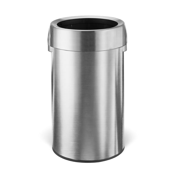 Home Zone Living 16 Gallon Stainless Steel Open Top Trash Can with Round Design, Silver