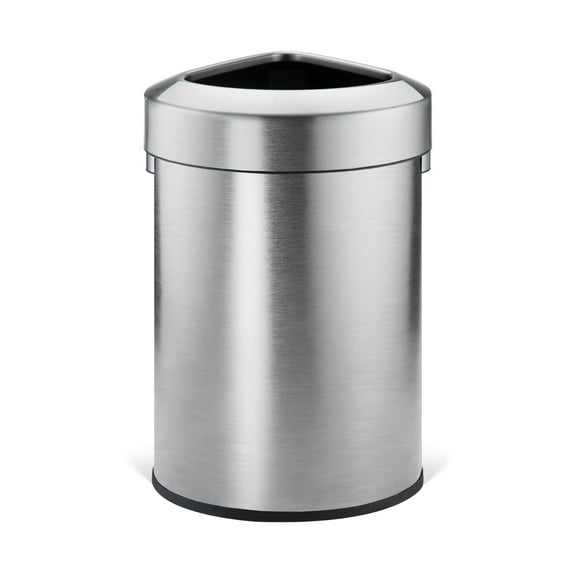 Home Zone Living 16 Gallon Stainless Steel Open Top Trash Can with Triangular Corner Design, Silver