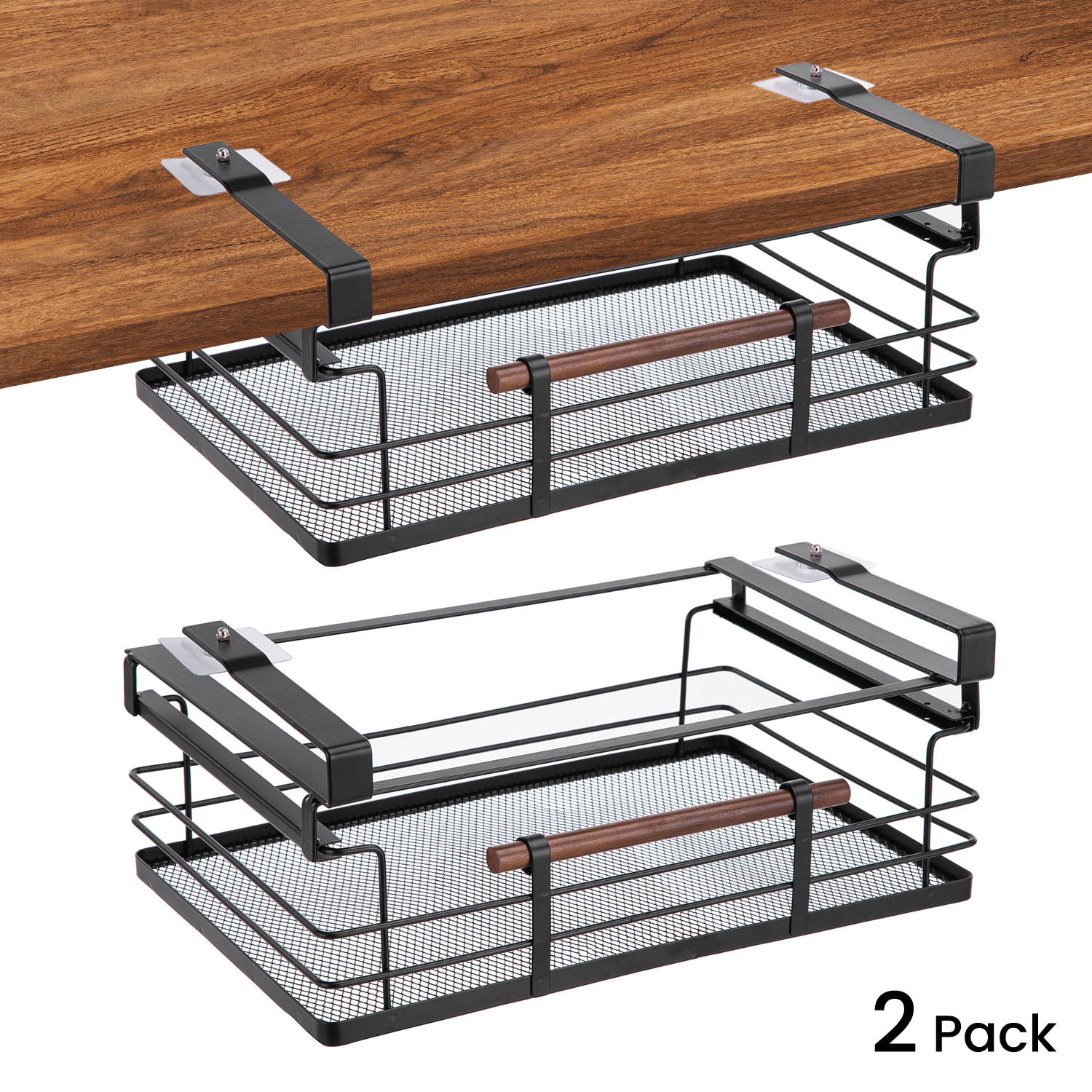 17" Black Steel Mesh Under Shelf Pull-Out Drawer Organizer