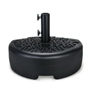 Home Zone Living 17L (40lbs) Circular Central Pole Umbrella Base with Thin Rattan Design w/Steel Umbrella Holder