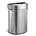 thumbnail image 1 of Home Zone Living 18 Gallon Stainless Steel Open Top Trash Can with Semi-Round Flat Back, Silver, 1 of 7