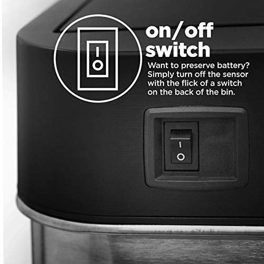 Home Zone Living 18 Gallon Touchless Sensor Kitchen Trash Can, Stainless Steel, Step Pedal, 68