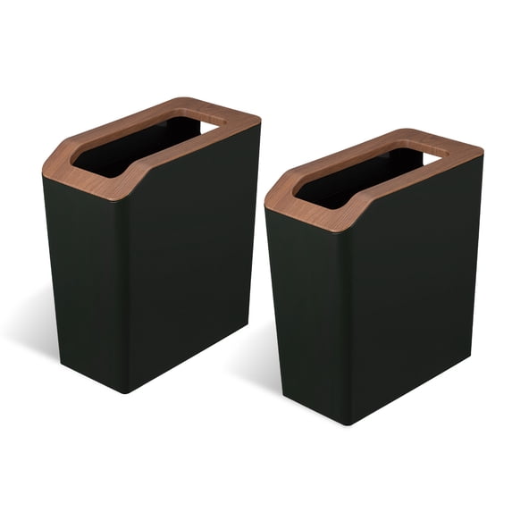 Home Zone Living 2.1 gal Slim Plastic Trash Can Combo with Open Top, Green, 2 Pack