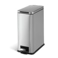 thumbnail image 1 of Home Zone Living 3 Gallon Small Trash Can with Step Pedal and Lid, Slim Rectangular Design, Stainless Steel, Silver, 10 Liters, 1 of 6