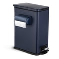thumbnail image 1 of Home Zone Living 3 Gallon Slim Rectangular Dog Waste Trash Can with Bag Holder, Stainless Steel, Matte Navy with Trash Bags, 1 of 7