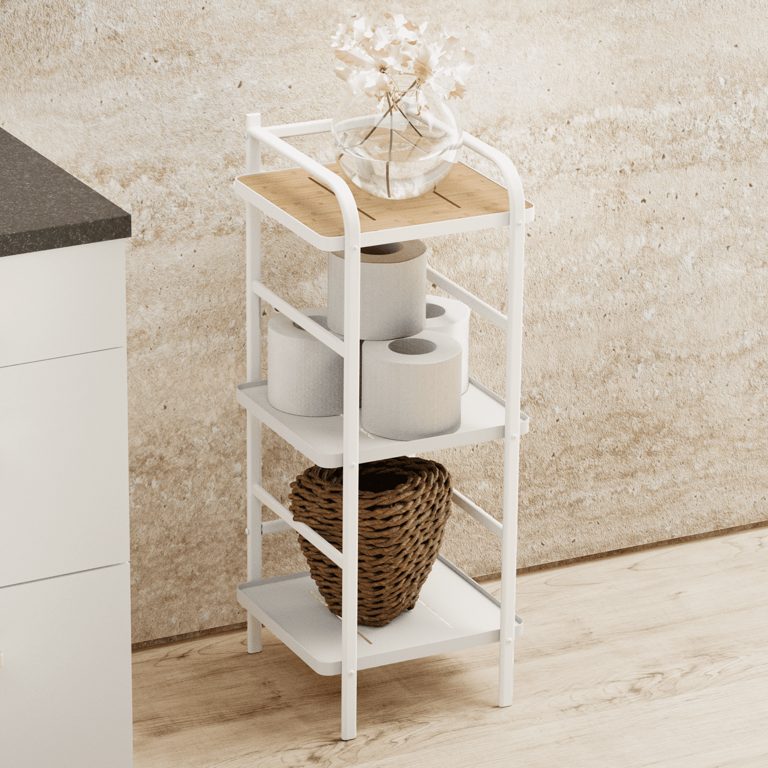 White Wire 3-Tier Space-Saving Accent Shelf