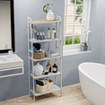 thumbnail image 1 of Home Zone Living 5 Tiers Storage Shelf, Bamboo with Steel Frame, Multipurpose White, 1 of 8