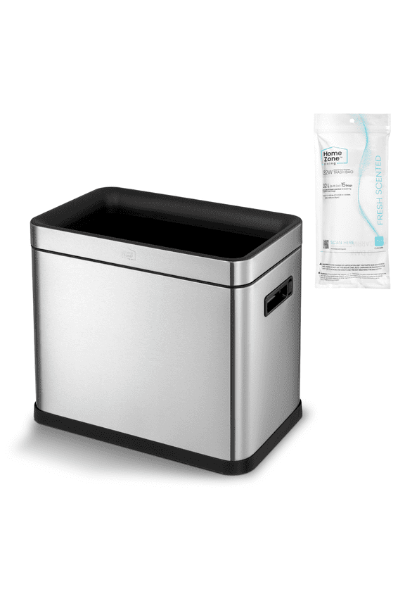 8.7 gal Kitchen Open Top Trash Can, Stainless Steel