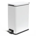 thumbnail image 1 of Home Zone Living 8 Gallon Slim Stainless Steel Kitchen Trash Can with Step Pedal and Soft Close Lid, White, 1 of 8