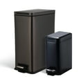 thumbnail image 1 of Home Zone Living 8 gal, 1.3 gal Kitchen Trash Can Combo, Slim Design in Stainless Steel, Black, 1 of 9