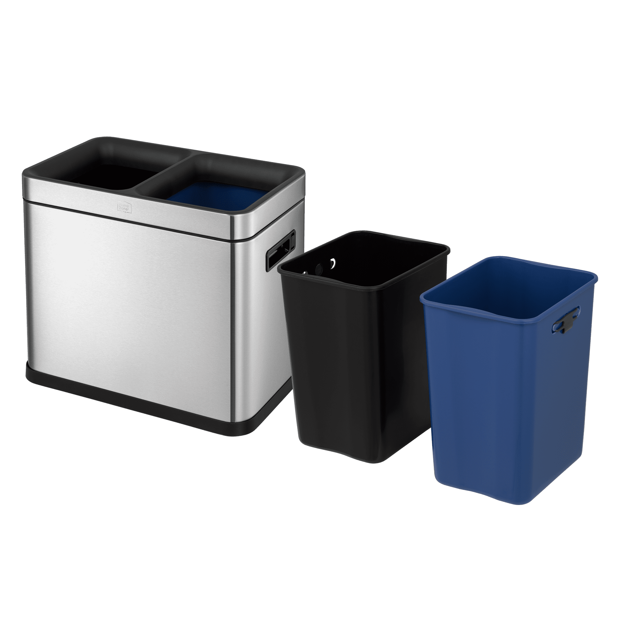 Home Zone Living 8 gal Kitchen Open Top Dual Trash Can, Stainless Steel 