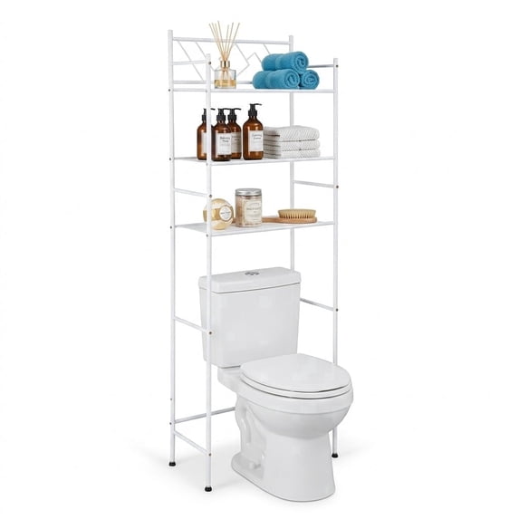 Home Zone Living White Freestanding 3-Tier Over-the-Toilet Bathroom Storage Organizer