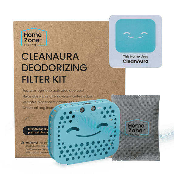 Home Zone Living Kitchen Deodorizing Filter Kit, Bamboo Charcoal, 1 Pack, 4.33" x 3.43" x 0.75"