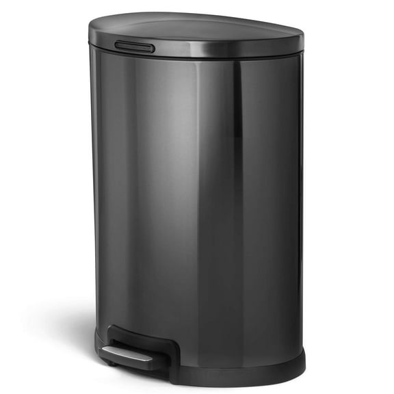 Home Zone Living Kitchen Trash Can with Slow Close Lid and Step Pedal, Stainless Steel