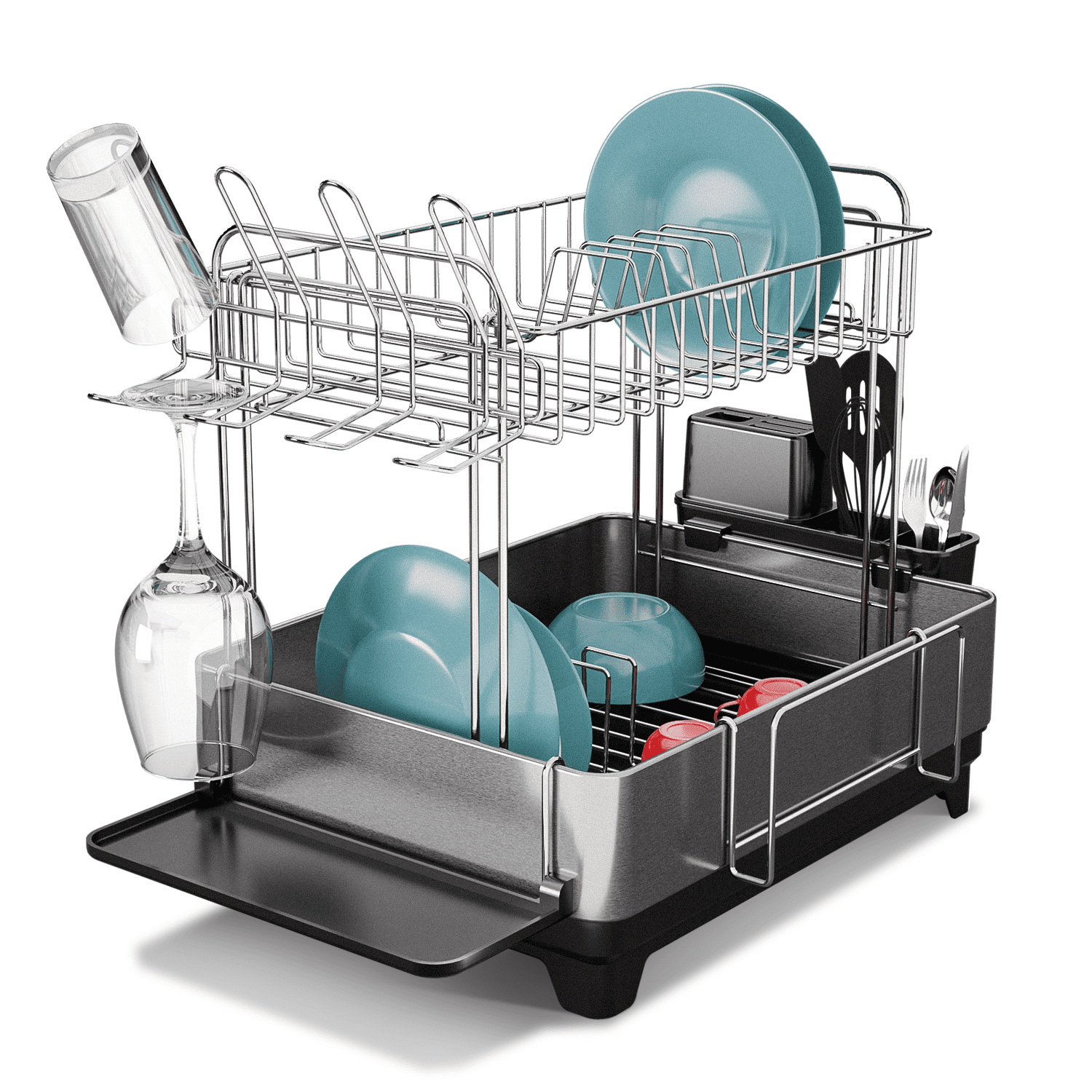 Home Zone Living Large 2 Tier Stainless Steel Dish Drying Rack for ...