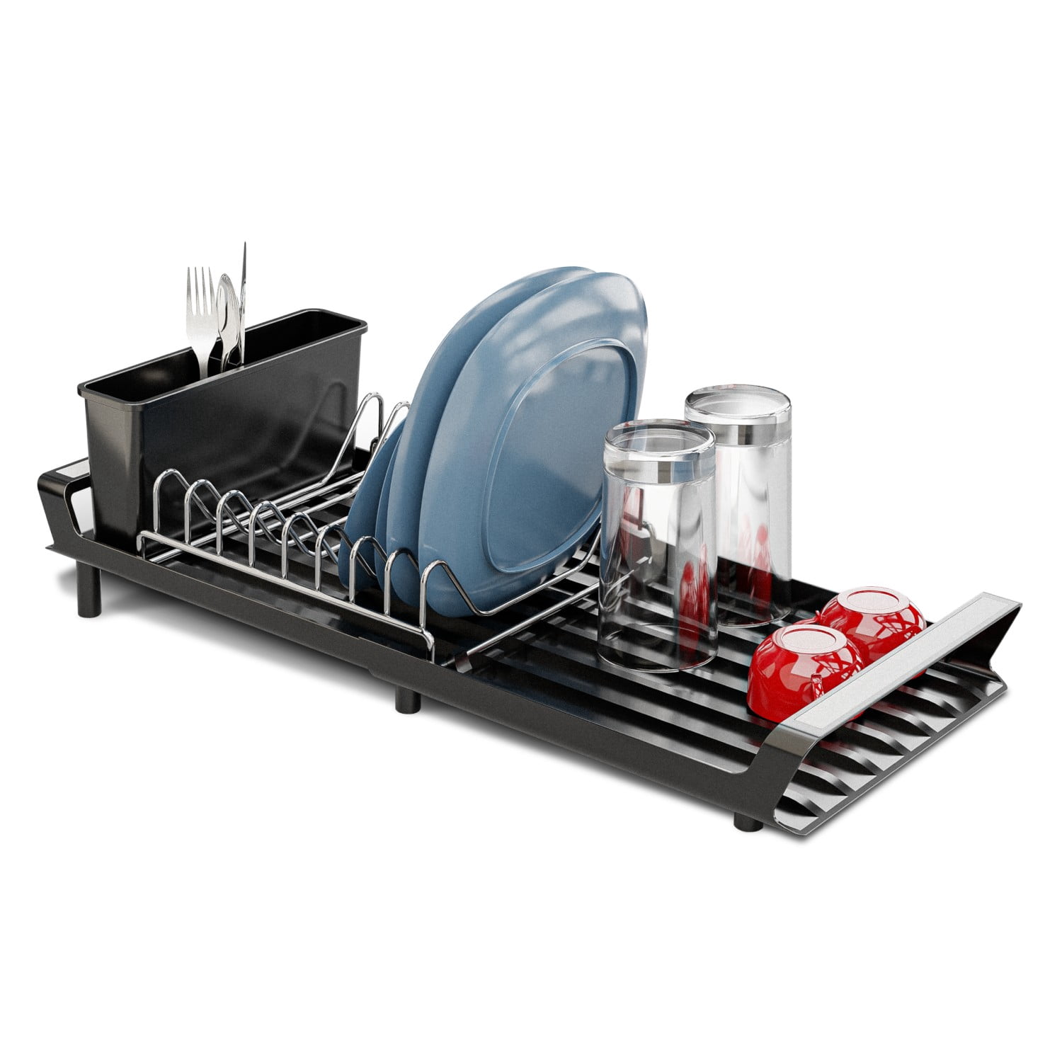 Home Zone Living Collapsible Dish Drying Rack with Angled Drain and ...