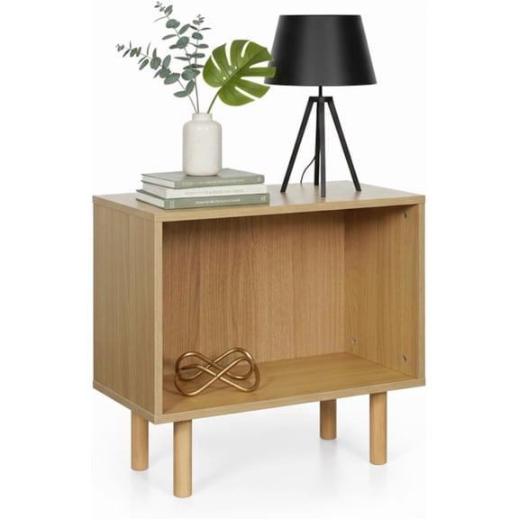 Home Zone Living Stackable Storage Cube End Table with Open Cabinet Design, Bookshelf Option for Living Room or Office