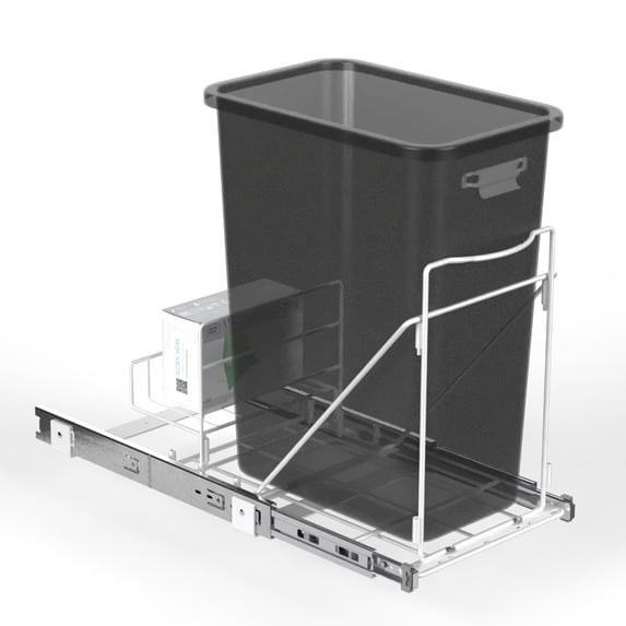 Home Zone Living Universal Pull-Out Under Sink Trash Can Frame with Adjustable Fit and Removable Storage Shelf
