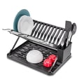 thumbnail image 1 of Home Zone Living Foldable X-Frame Dish Drying Rack with Drip Tray and Utensil Caddy, 1 of 7