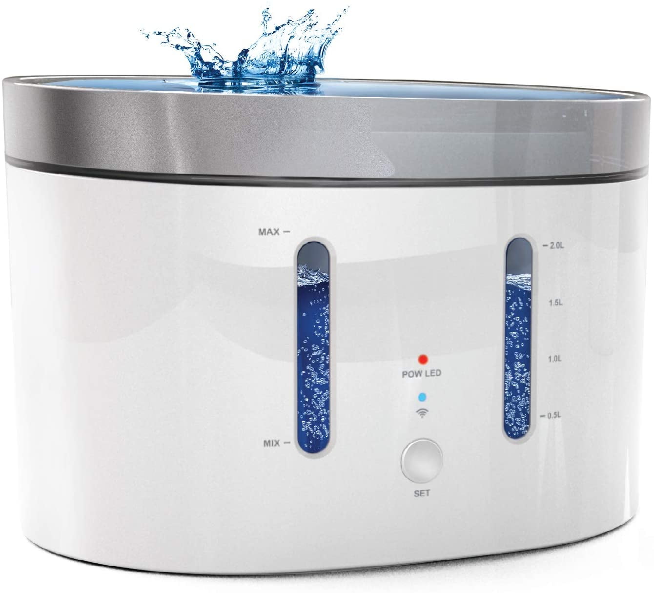 Home Zone Pet Water Fountain - Smart 2.4GHz Automatic Water Fountain for Small Cats and Dogs with Water Filter, 2L