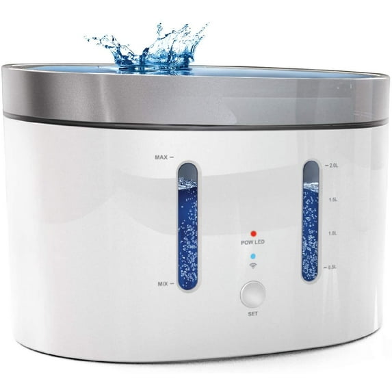 Home Zone Pet Water Fountain - Smart 2.4GHz Automatic Water Fountain for Small Cats and Dogs with Water Filter, 2L