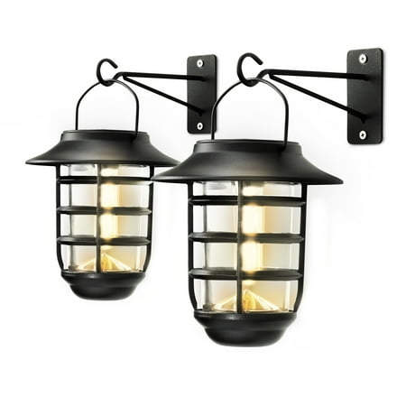 Home Zone Security 10-Lumen Solar Wall-Mounted LED Lantern Lights, 2 Pack, ELJ6792V