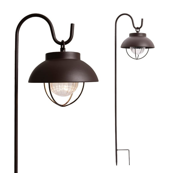 Home Zone Security 2-Pack Farmhouse Style Solar Powered Hanging Lantern with Rotating Lighting